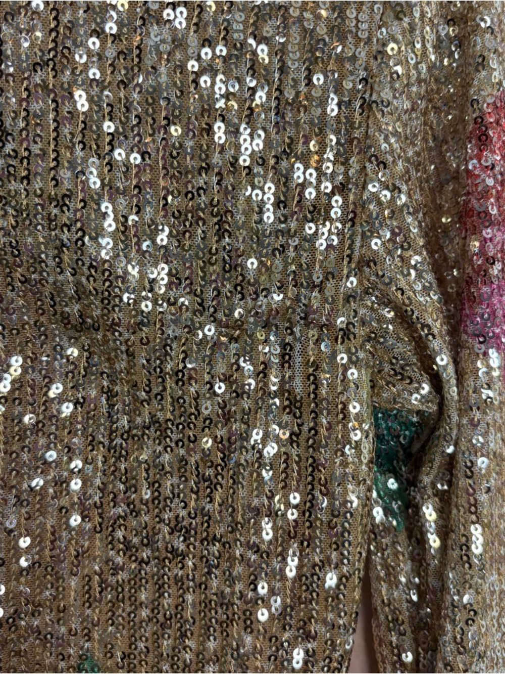 NEW Free People Gold Rush long sleeve top in a champagne floral sequin - Picture 6 of 10